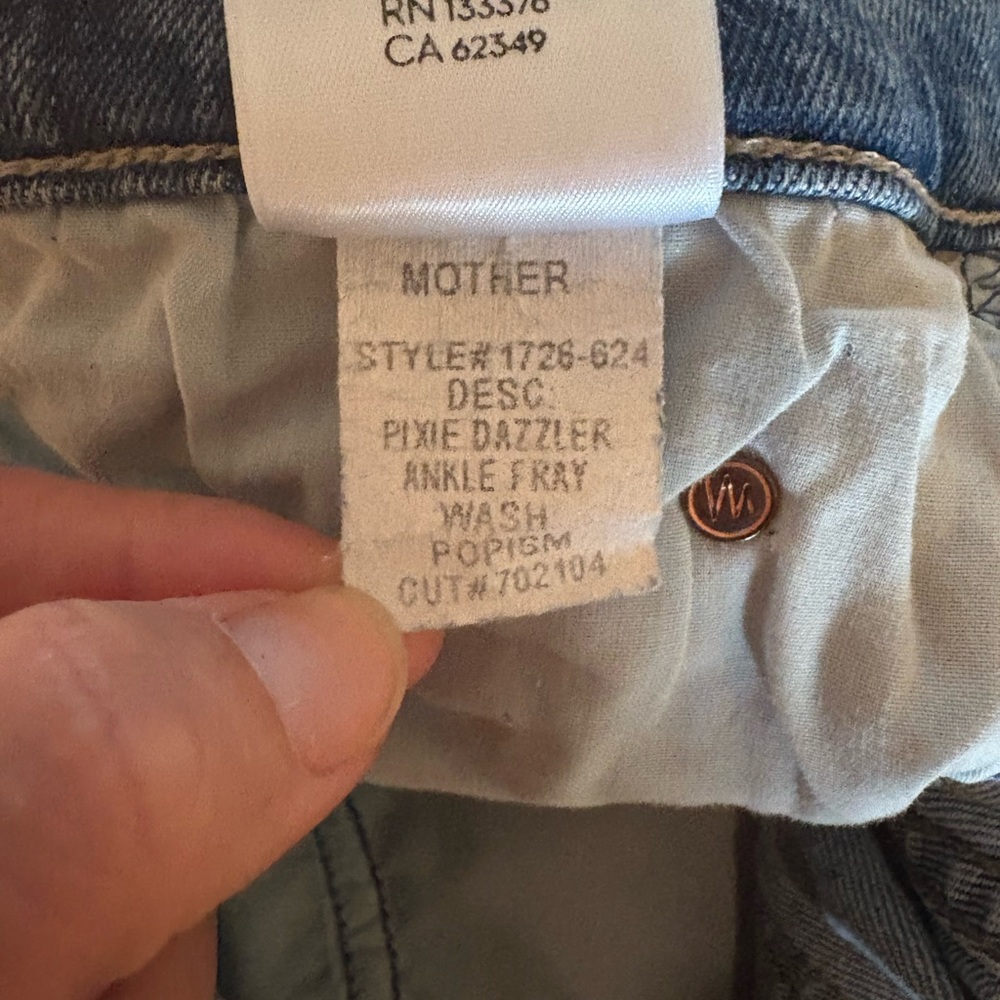 MOTHER The Pixie Dazzler Ankle Fray Distressed Button Fly Jeans - Picture 7 of 7